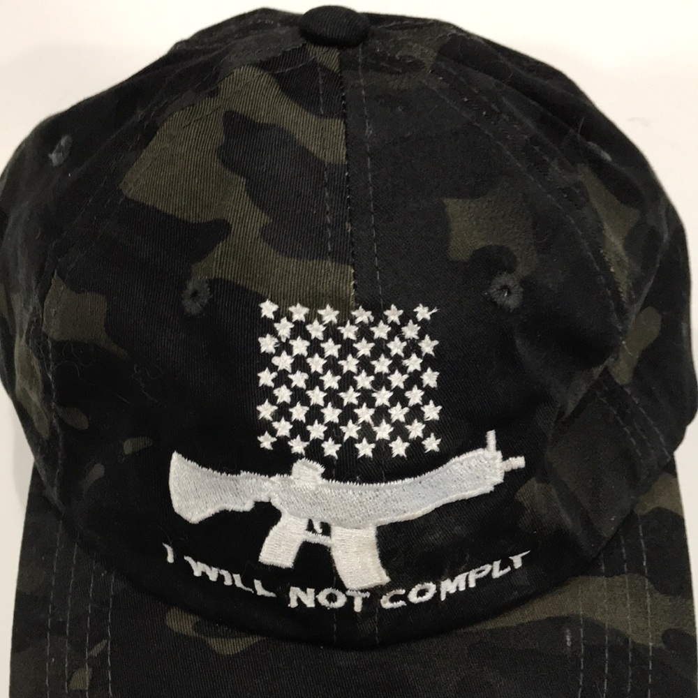 I will not comply Rifle Weapon Cap Hat Mens. Black, tan (Camouflage) - Picture 2 of 7